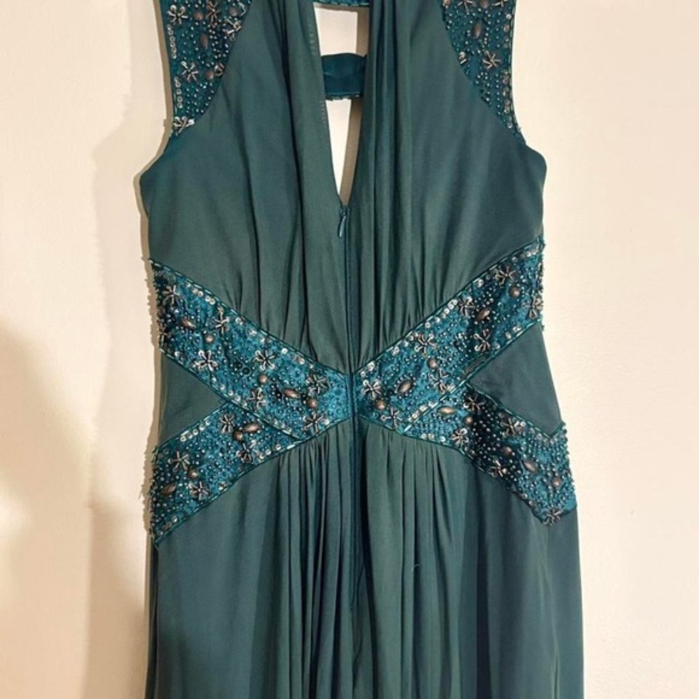 Emerald Green Gown Maxi Chiffon Dress-Size 0 - Picture 4 of 10